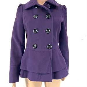 Honee women’s Short Jacket sz M. Double Breasted. purple